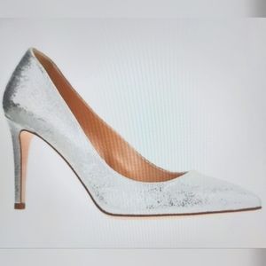 J. Crew | Elsie Crackle Metallic Pumps, Size 8.5, Metallic Silver